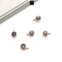 Load image into Gallery viewer, 5PC Round Rose Gold Plated Single Bail Cabochon 12x8mm Gemstone Connector
