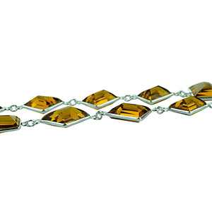Citrine Mix Faceted 10-15mm Silver Plated Wholesale Connector Rosary Chain