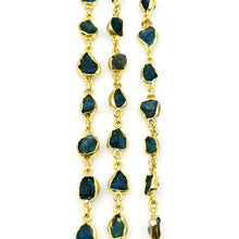 Load image into Gallery viewer, Rough Neon Apatite Rough 10mm Gold Plated  Wholesale Bezel Continuous Connector Chain
