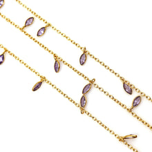 Load image into Gallery viewer, Tanzanite Zircon Cluster Rosary Chain 5x4mm Faceted Gold Plated Dangle Rosary 5FT
