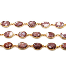 Load image into Gallery viewer, Golden Snowflake Brown obsidian FreeForm 10-15mm Gold Plated  Wholesale Bezel Continuous Connector Chain
