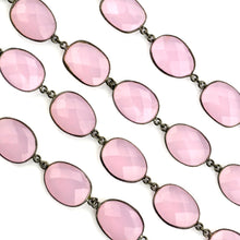 Load image into Gallery viewer, Rose Chalcedony Mix Faceted 15mm Oxidized  Wholesale Bezel Continuous Connector Chain
