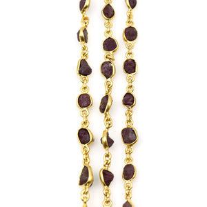 Rough Ruby Rough 10mm Gold Plated  Wholesale Bezel Continuous Connector Chain