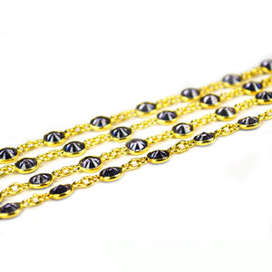 Tanzanite Round 4mm Gold Plated  Wholesale Bezel Continuous Connector Chain