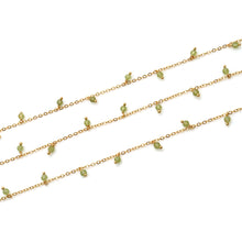 Load image into Gallery viewer, Peridot 3-4mm Cluster Rosary Chain Faceted Gold Plated Dangle Rosary 5FT
