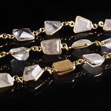 Load image into Gallery viewer, Golden Rutilated Mix Faceted 10-15mm Gold Plated Wholesale Connector Rosary Chain
