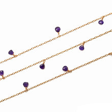 Load image into Gallery viewer, Amethyst 5-6mm Cluster Rosary Chain Faceted Gold Plated Dangle Rosary 5FT
