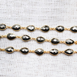 Pyrite Pear 12x8mm Gold Plated Wholesale Bezel Continuous Connector Chain