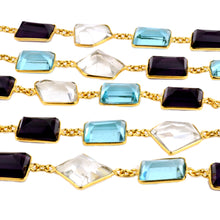 Load image into Gallery viewer, Amethyst Mix Faceted 15mm Gold Plated Wholesale Connector Rosary Chain
