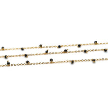 Load image into Gallery viewer, Black Spinel 3-4mm Cluster Rosary Chain Faceted Gold Plated Dangle Rosary 5FT
