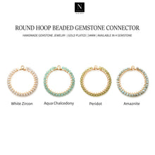 Load image into Gallery viewer, 5PC Gold Plated Round Hoop Beaded / Gemstone Connector / 34mm Wire Wrapped Faceted Gemstones Pendant
