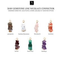 Load image into Gallery viewer, 5Pc Raw Gemstone Line Necklace Connector 27x9mm Gold Plated Wire Wrapped
