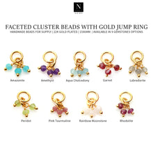 Load image into Gallery viewer, 5Pc Cluster Beads With Gold Jump Ring 15x6mm Faceted Gemstone Pendant
