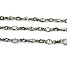 Load image into Gallery viewer, White Zircon Round 4mm Oxidized  Wholesale Bezel Continuous Connector Chain
