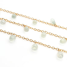 Load image into Gallery viewer, Prehnite 8x6mm Cluster Rosary Chain Faceted Gold Plated Dangle Rosary 5FT
