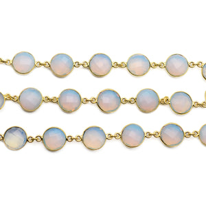 Opalite Round 12mm Gold Plated Wholesale Connector Rosary Chain