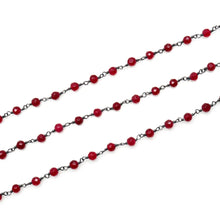 Load image into Gallery viewer, Ruby Chalcedony Round 4mm Beads Oxidized Wire Wrapped Rosary Chain
