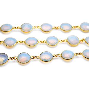 Opalite Round 12mm Gold Plated Wholesale Connector Rosary Chain