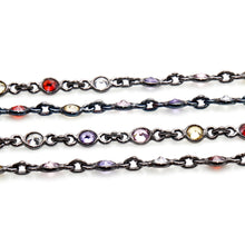 Load image into Gallery viewer, Multi Color Round 4mm Oxidized  Wholesale Bezel Continuous Connector Chain
