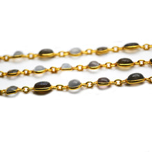 Load image into Gallery viewer, Labradorite Cabochon Mix 6-4mm Gold Plated  Wholesale Bezel Continuous Connector Chain
