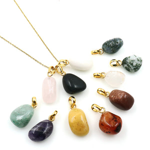 5PC Tumble Gemstone Necklace | Gold Chain Necklace | Lobster Clasp Necklace | Lenght 18 Inch