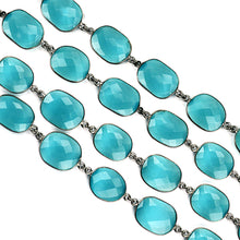 Load image into Gallery viewer, Blue Monalisa Mix Faceted Shape 10-15mm Oxidized  Wholesale Bezel Continuous Connector Chain
