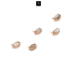 5Pc Gemstone Prong Setting Charm Rose Gold Marquise 13x8mm Gemstone Connector
