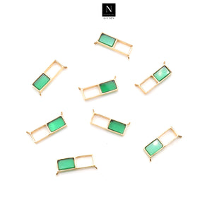 5Pc Gemstone Bar 23x8mm Rectangle Gold Plated Double Bail Pendant Connector