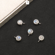 Load image into Gallery viewer, 5PC Round Silver Plated Single Bail Cabochon 12x8mm Gemstone Connector
