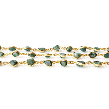 Load image into Gallery viewer, Rough Emerald Rough 10mm Gold Plated  Wholesale Bezel Continuous Connector Chain

