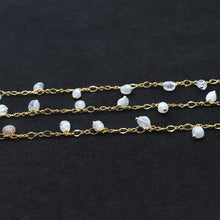 Load image into Gallery viewer, Rainbow Moonstone 8x5mm Cluster Rosary Chain Faceted Gold Plated Dangle Rosary 5FT
