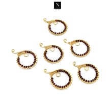 Load image into Gallery viewer, 5 Pc Hoop Beaded 46x32mm Round Gold Faceted Wire Wrapped Hoop Connector
