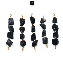 Load image into Gallery viewer, 5PC Raw Gemstone Beads Pendant, 61x9mm Gold Plated Free Form Gemstone Bar Connector
