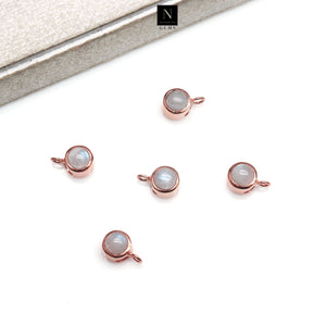 5PC Round Rose Gold Plated Single Bail Cabochon 12x8mm Gemstone Connector