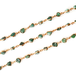 Rough Emerald Rough 10mm Gold Plated  Wholesale Bezel Continuous Connector Chain