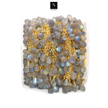Load image into Gallery viewer, Labradorite 8x6mm Cluster Rosary Chain Faceted Gold Plated Dangle Rosary 5FT
