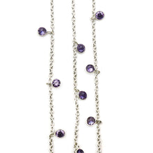 Load image into Gallery viewer, Amethyst 5mm Cluster Rosary Chain Faceted Silver Plated Bezel Dangle Rosary 5FT
