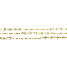 Load image into Gallery viewer, Peridot 3-3.5mm Round Tiny Faceted Gold Plated Beads Rosary 5FT

