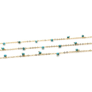 Turquoise 3-4mm Cluster Rosary Chain Faceted Gold Plated Dangle Rosary 5FT