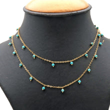 Load image into Gallery viewer, Turquoise 3-4mm Cluster Rosary Chain Faceted Gold Plated Dangle Rosary 5FT
