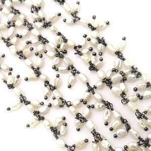 Pearl 4x3mm Cluster Rosary Chain Faceted Oxidized Dangle Rosary 5FT
