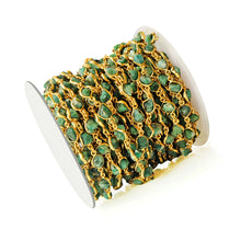 Load image into Gallery viewer, Rough Emerald Rough 10mm Gold Plated  Wholesale Bezel Continuous Connector Chain
