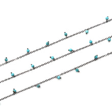 Load image into Gallery viewer, Turquoise Jasper 3-4mm Cluster Rosary Chain Faceted Oxidized Dangle Rosary 5FT
