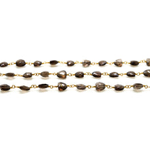 Load image into Gallery viewer, Smokey Topaz 6mm Trillion Faceted Gold Plated Beads Rosary 5FT
