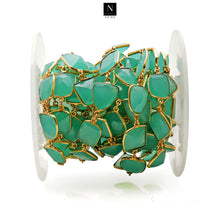 Load image into Gallery viewer, Aqua Chalcedony FreeForm 10-15mm Gold Plated Wholesale Bezel Continuous Connector Chain
