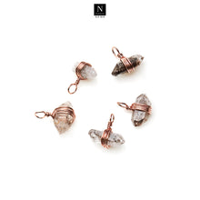 Load image into Gallery viewer, 5Pc Lot Rose Gold Plated Rough Gemstone Pendant 20x14mm Free Form Wire Wrapped
