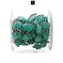 Load image into Gallery viewer, Aqua Chalcedony FreeForm 10-15mm Oxidized Wholesale Bezel Continuous Connector Chain
