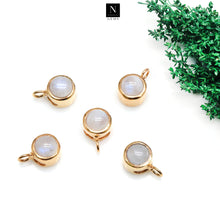 Load image into Gallery viewer, 5PC Round Gold Plated Single Bail Cabochon 12x8mm Gemstone Connector
