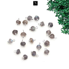 Load image into Gallery viewer, 5Pc Round Faceted Gemstone Charms 6x4mm Silver Plated Wire Wrapped
