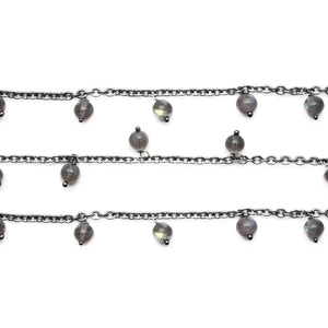 Labradorite 5mm Cluster Rosary Chain Faceted Oxidized Dangle Rosary 5FT